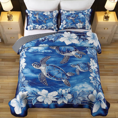 Shineful All Season Quilt 3-Piece Set Sea Turtle Paradise