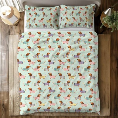 Shineful 3 Pieces Duvet Cover Set Colorful Dachshunds