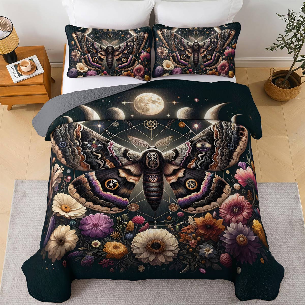 Shineful All Season Quilt 3-teiliges Set Celestial Moth