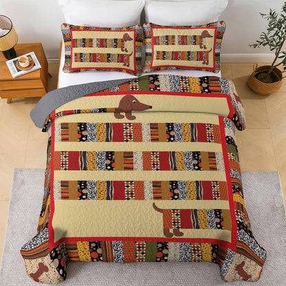 Shineful All Season Quilt 3-Piece Set Dachshund Fun