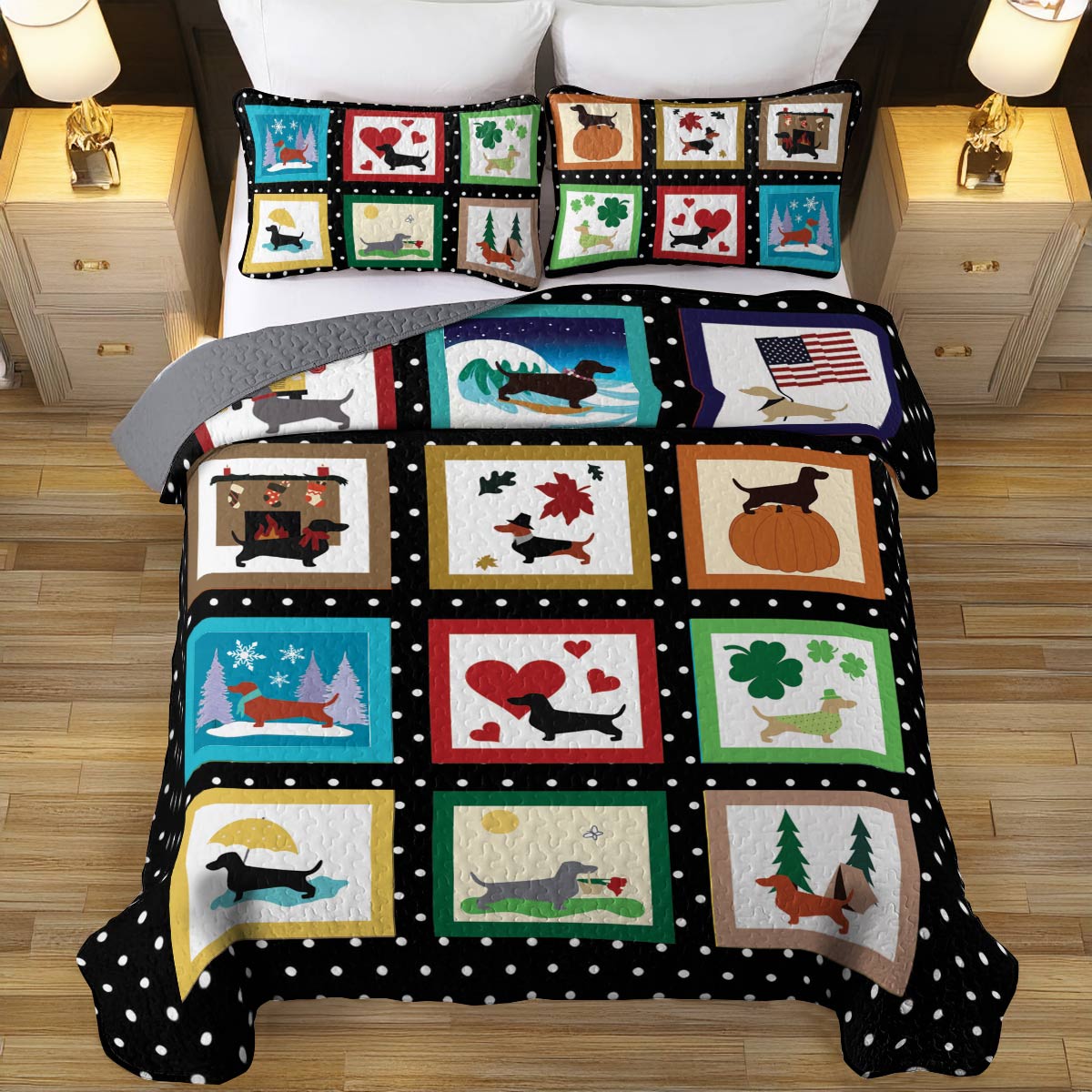 Shineful All Season Quilt 3-Piece Set Dachshund Days