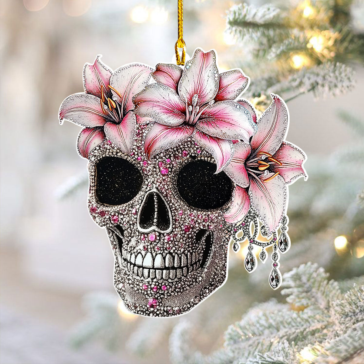 Shineful 2D Acrylic Ornament - Gothic Bloom Skull