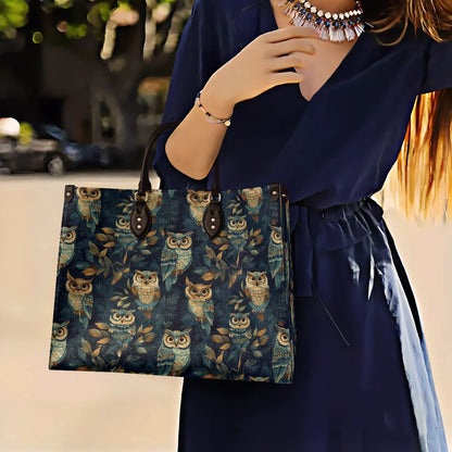 Shineful Leather Bag Personalized Nightfall Owl Symphony