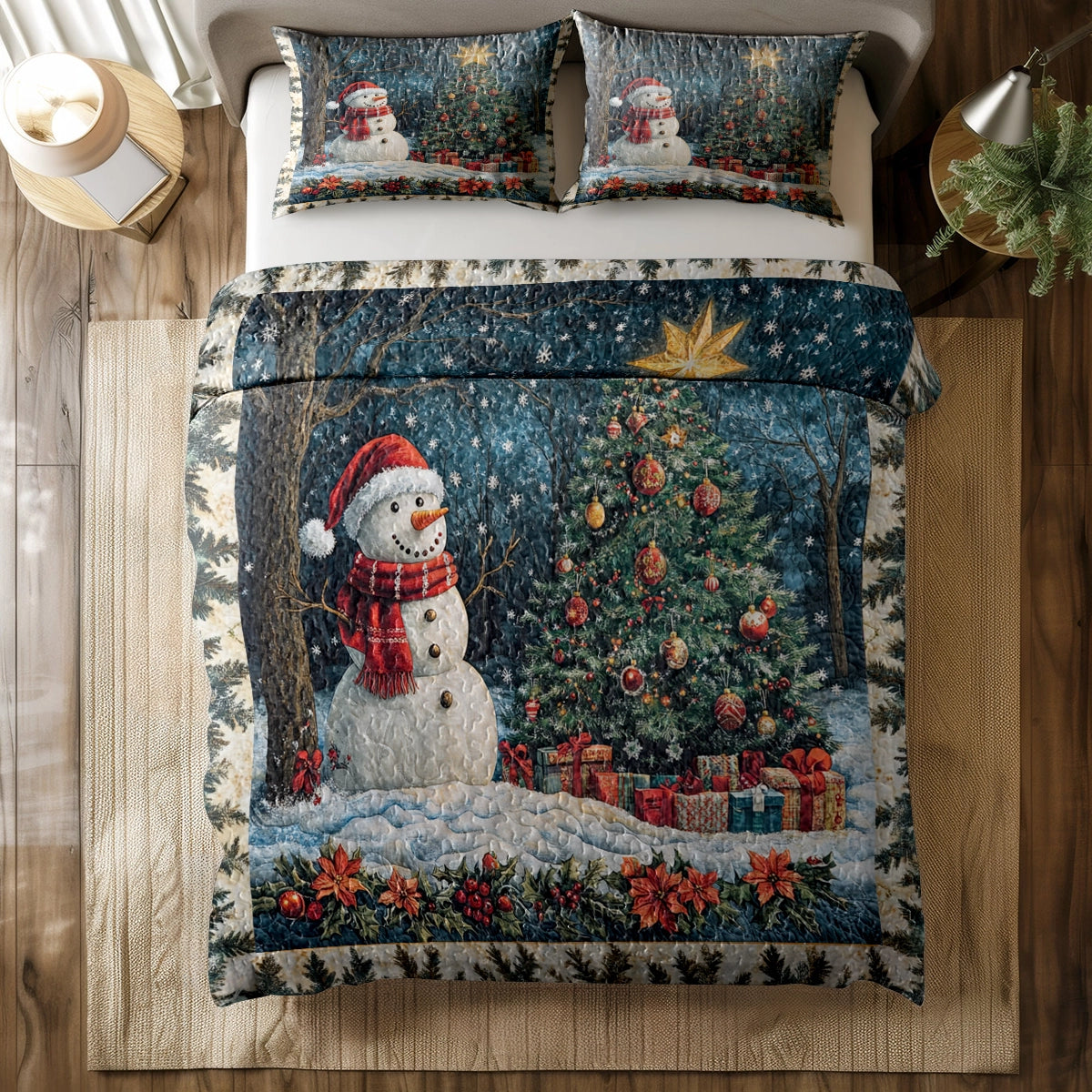 Shineful All Season Quilt 3-teiliges Set - Fröhlicher und heller Schneemann 