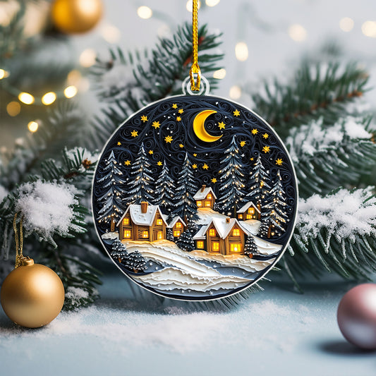 Shineful 2D Acrylic Ornament - Winter Village Night