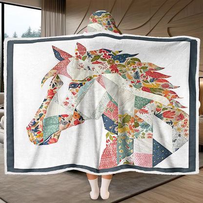 Shineful Wearable Hooded Blanket - Charming Floral Horse