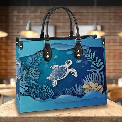 Shineful Leather Bag Sea Turtle Under The Water