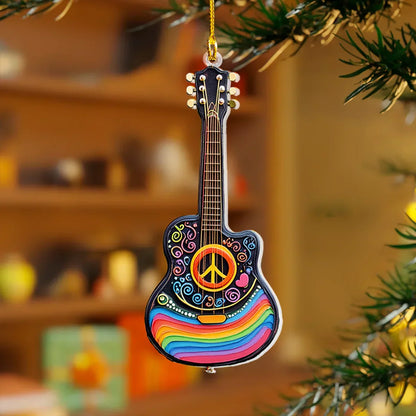 Shineful 2D Acrylic Ornament Hippie Peace Guitar