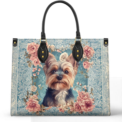 Shineful Leather Bag Yorkie Rose Bloom Elegance