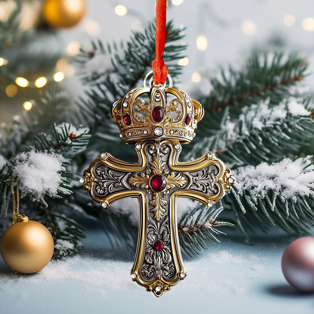 Shineful 2D Acrylic Ornament - Cross And Crown