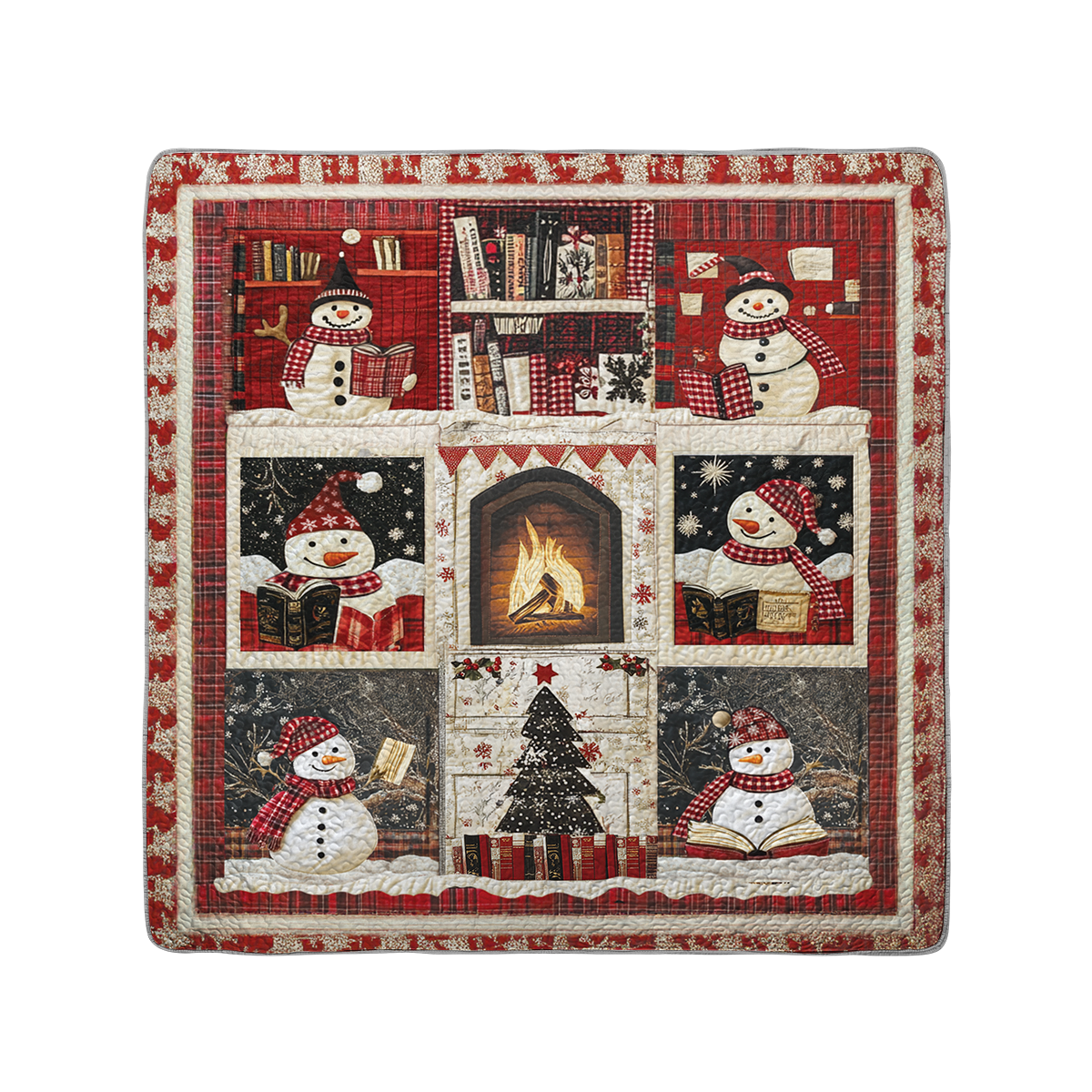 Shineful All Season Quilt 3-Piece Set Snowman Fireside Reading Delight