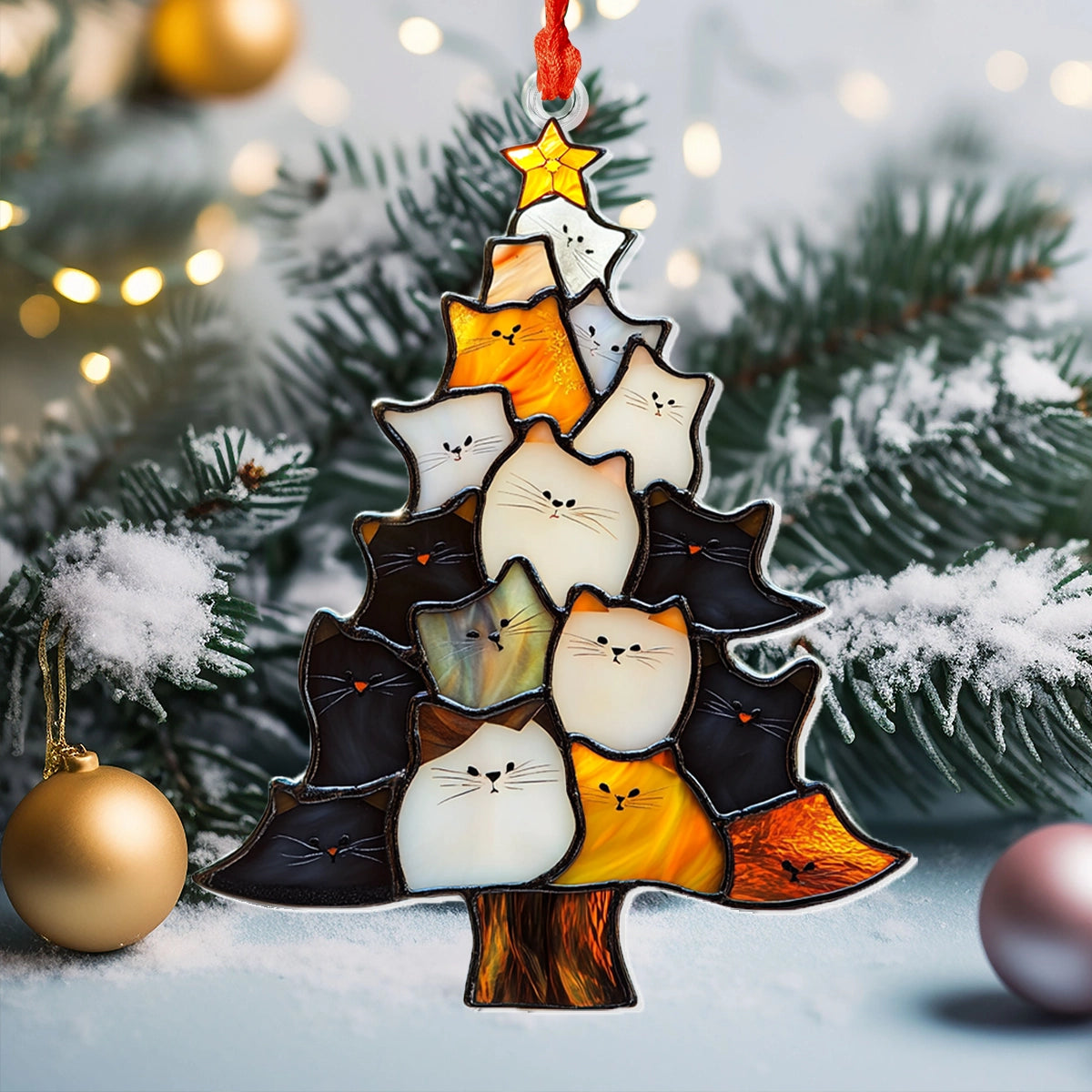 Shineful 2D Acrylic Ornament Catmas Tree Delight