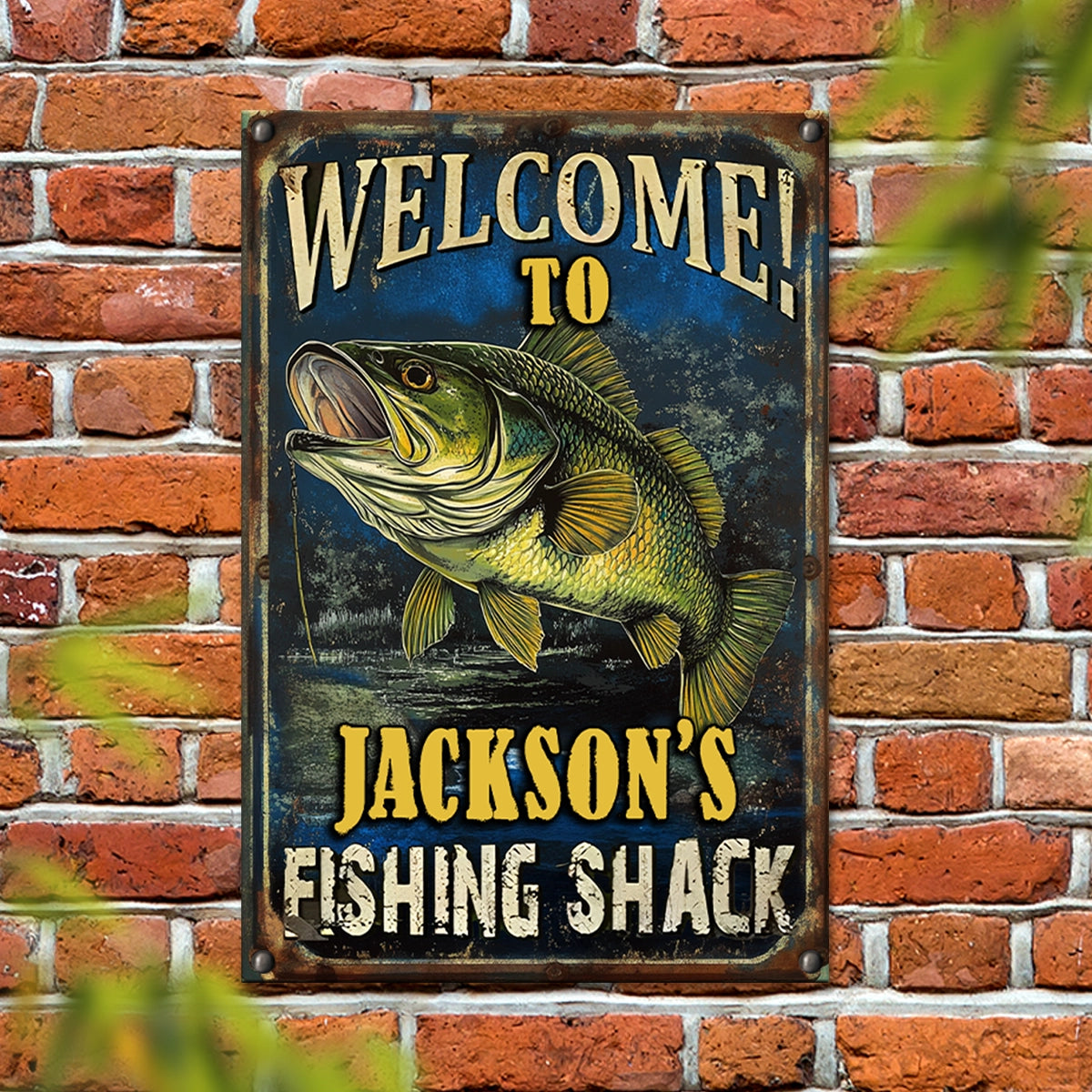 Shineful 2D Metal Sign Personalized Bass Shack