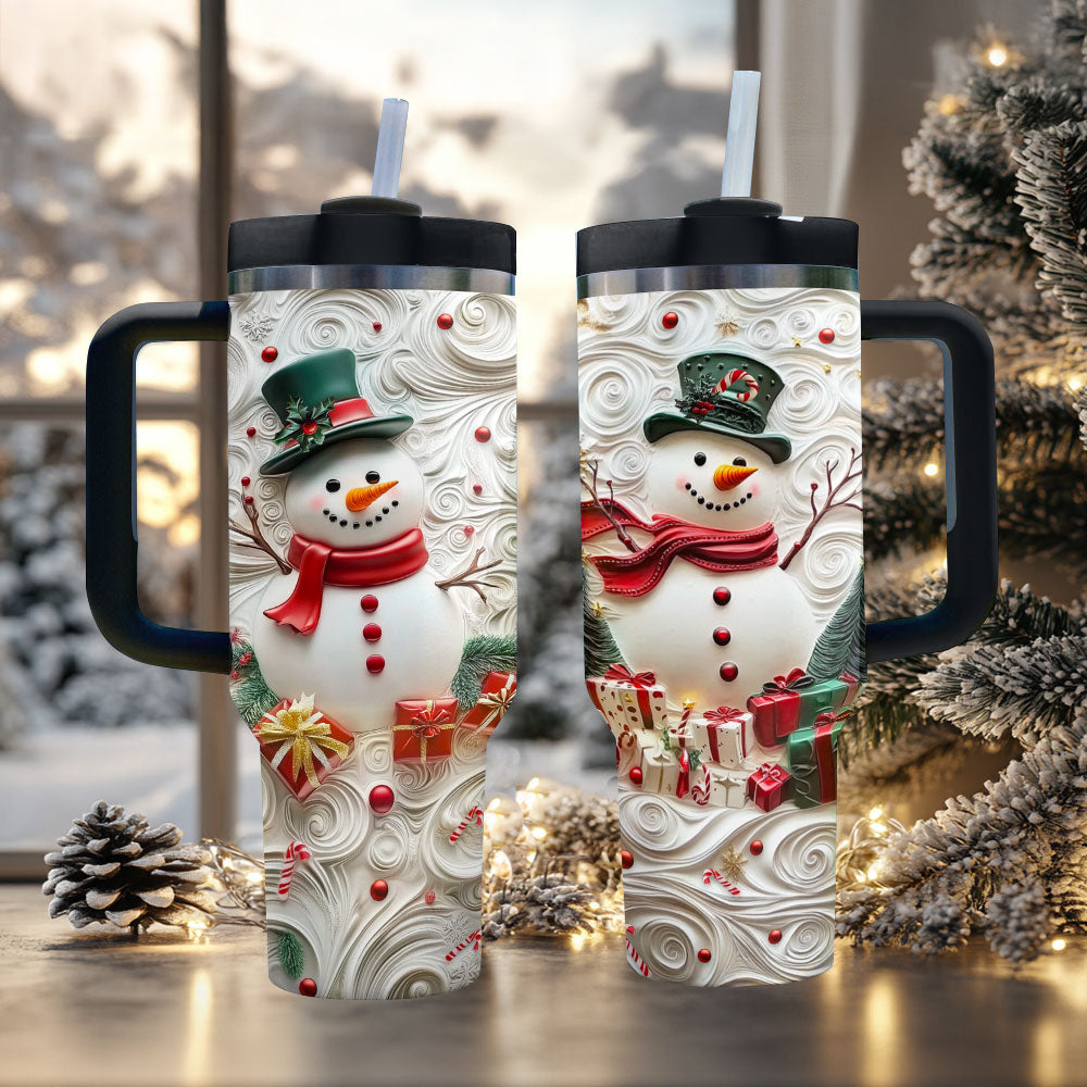 Shineful Glossy Tumbler Whimsical Snowman Christmas