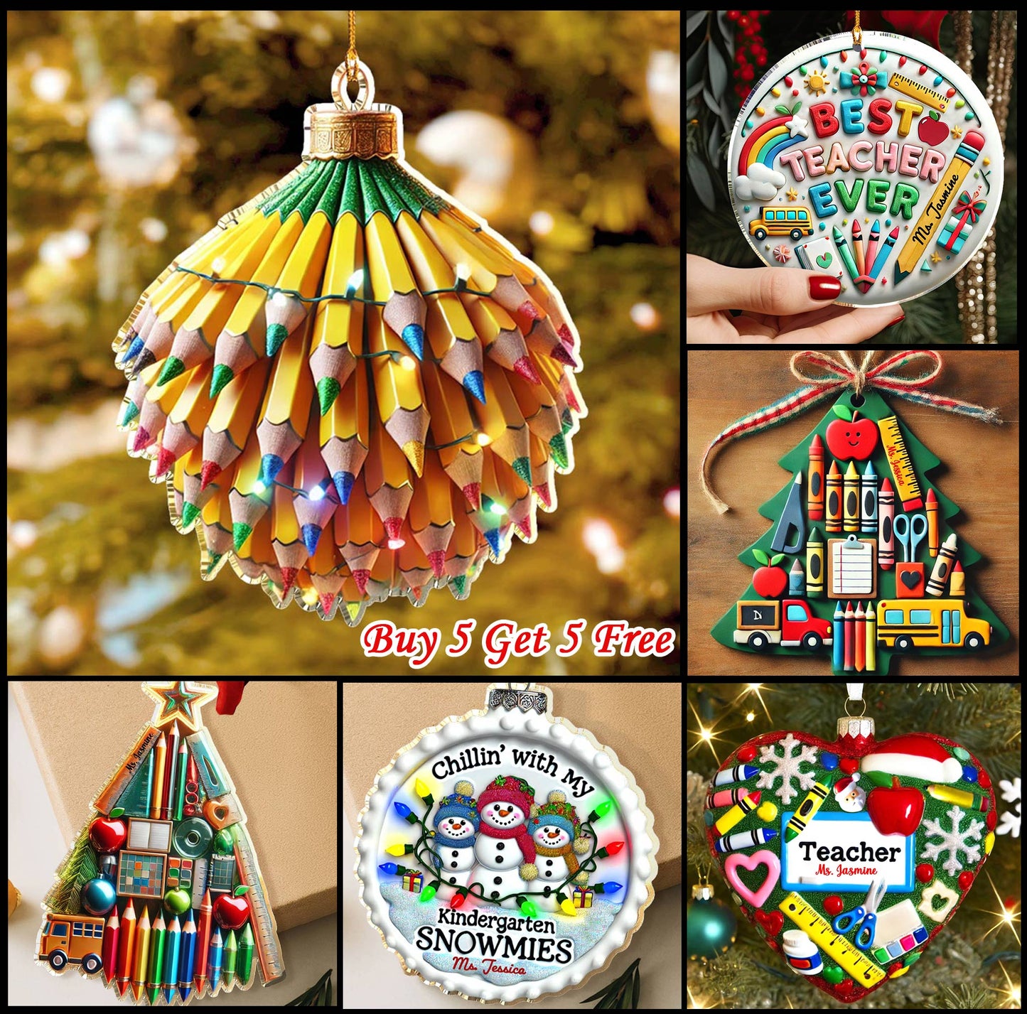 Shineful Acrylic Ornament Personalized Merry Christmas Teacher Lovely