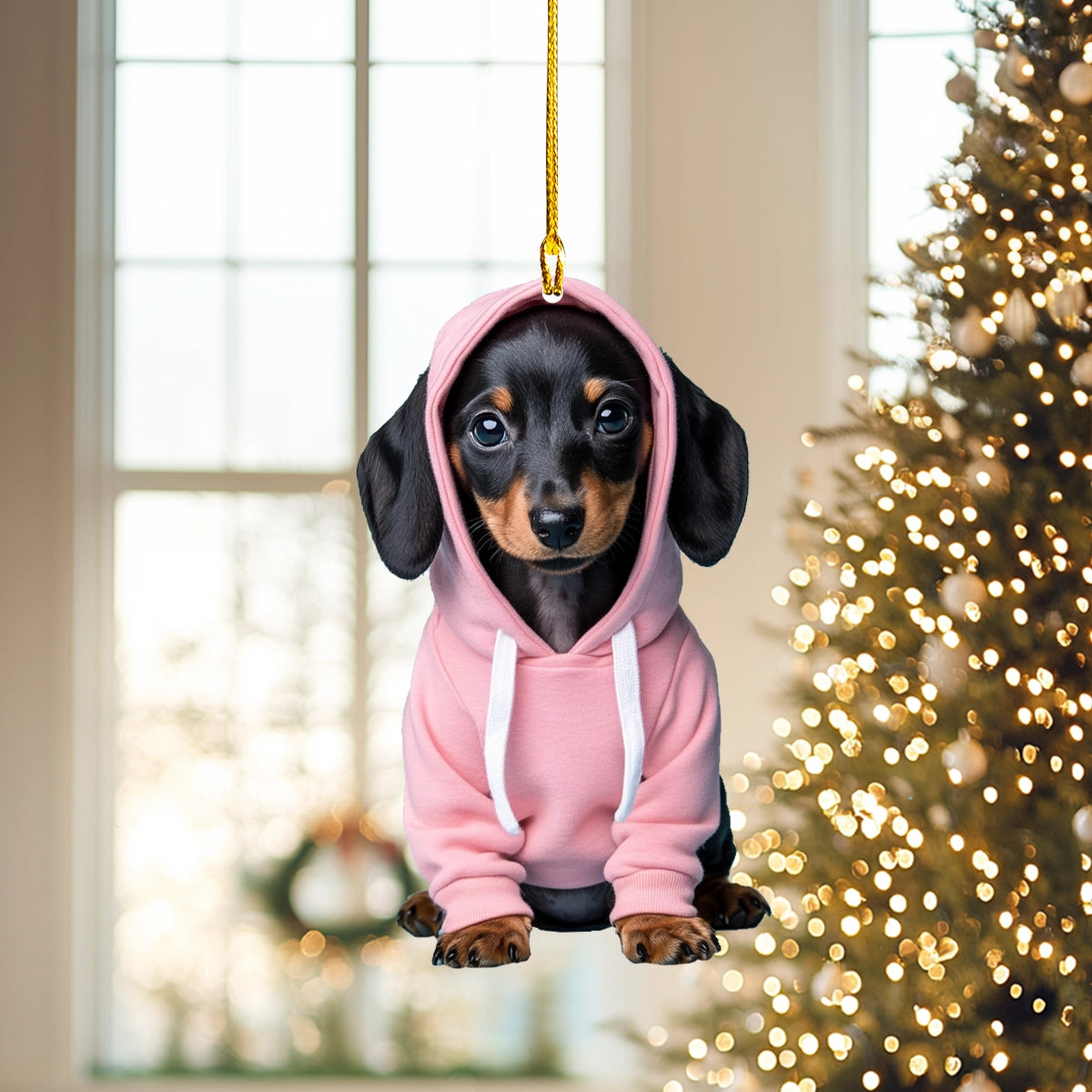 Shineful 2D Acrylic Ornament Holiday Hoodie Dachshund