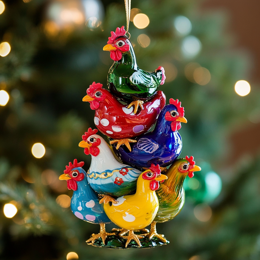 Shineful 2D Acrylic Ornament Chicken Festive Flock Stack