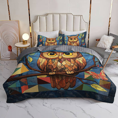 Shineful All Season Quilt 3-Piece Set Colorful Owl