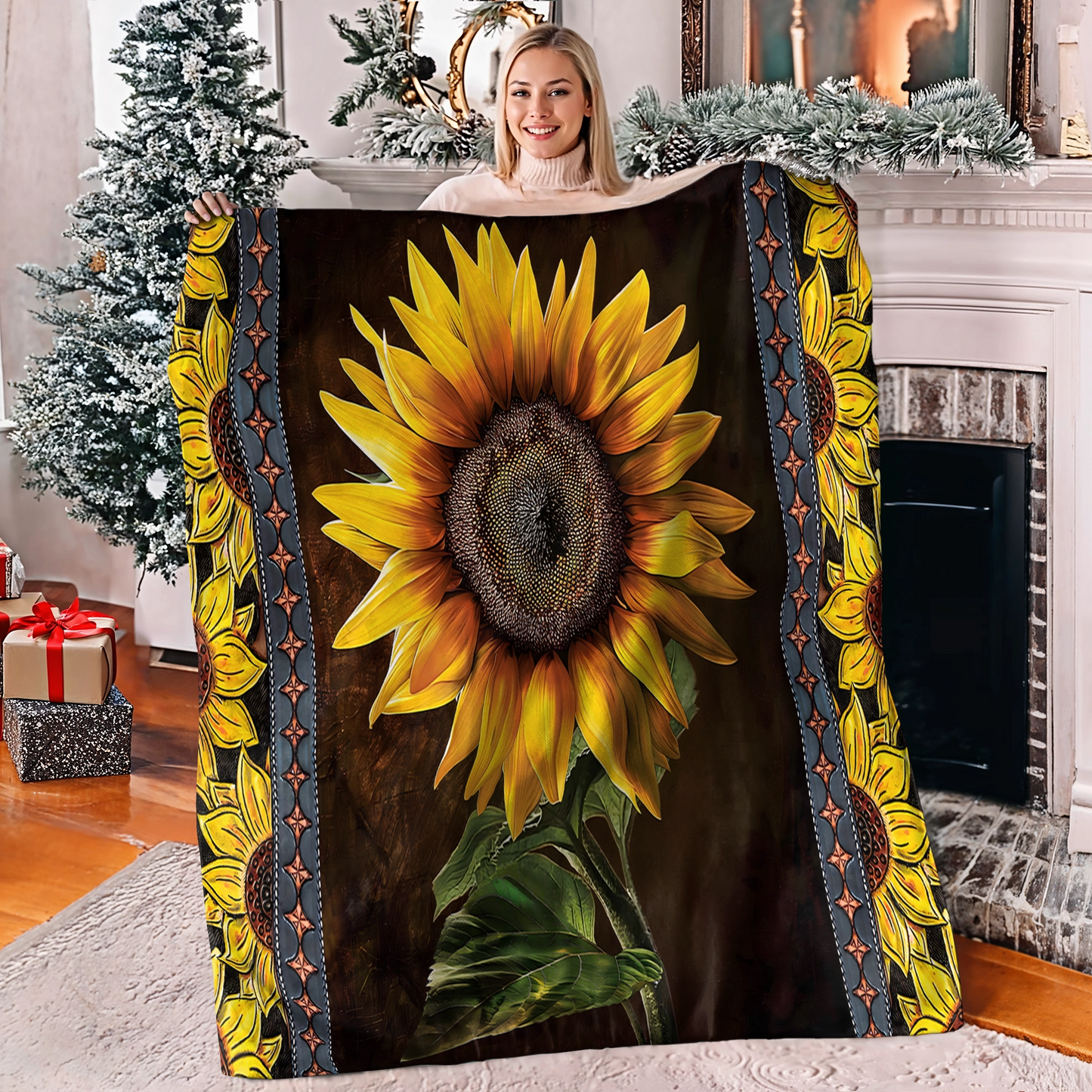 Shineful Fleece Blanket Sunflower Faith Hope