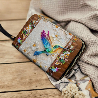 Shineful Leather Clutch Purse With Wristlet Strap Handle Fluttering Blooms