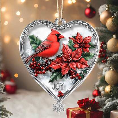 Shineful 2D Acrylic Ornament - Heartfelt Cardinal Joy