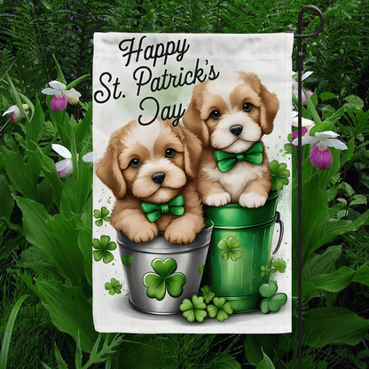 Shineful Garden Flag 12" x 18" Irish Charm Puppy Pair