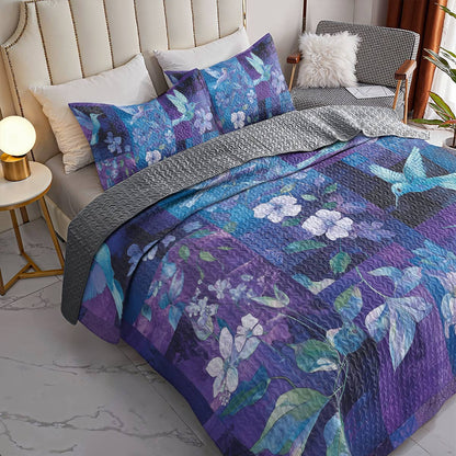 Shineful All Season Quilt 3-Piece Set - Hummingbird Garden Bliss