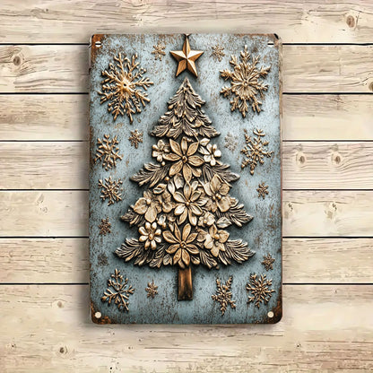 Shineful 2D Metal Sign Vintage Floral Christmas Tree