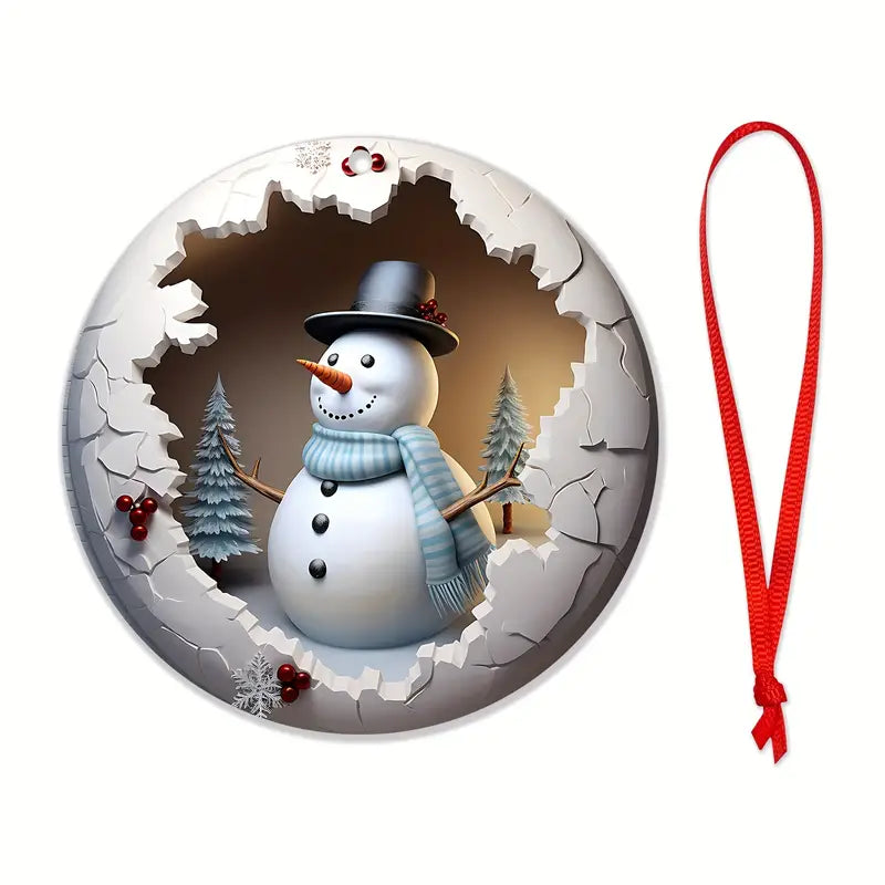 Shineful 2D Acrylic Ornament - Pack Discount SnowMan Wooden Christmas