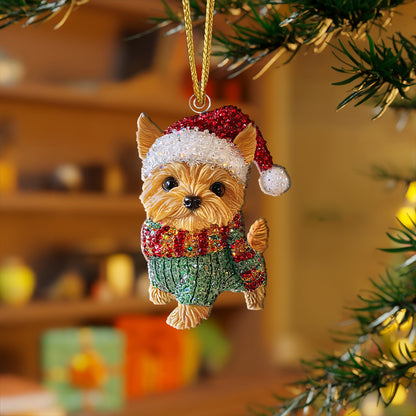 Shineful 2D Acrylic Ornament Twinkling Christmas Yorkie