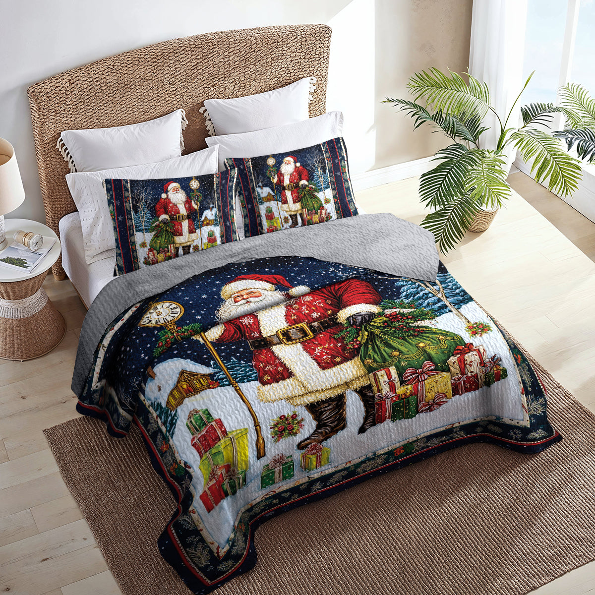 Shineful All Season Quilt 3-Piece Set - Santa's Midnight Gift Delivery