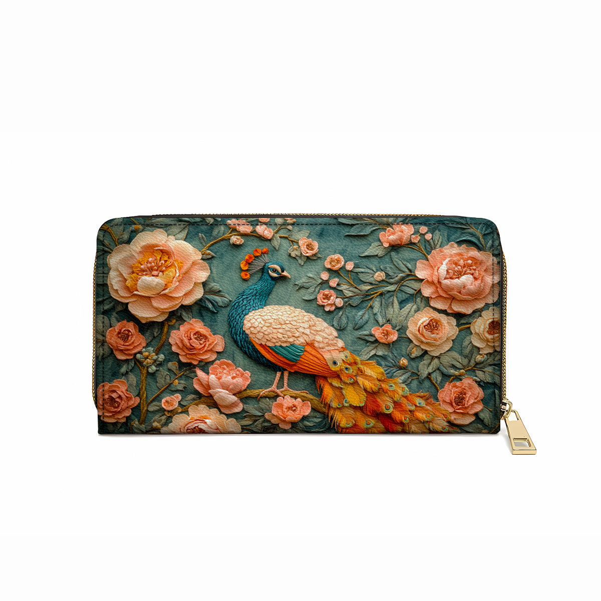 Shineful Leather Clutch Purse With Wristlet Strap Handle Majestic Plumage