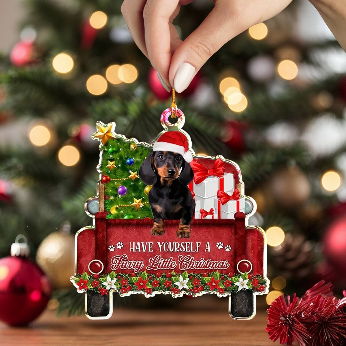 Shineful 2D Acrylic Ornament Merry Dachshund