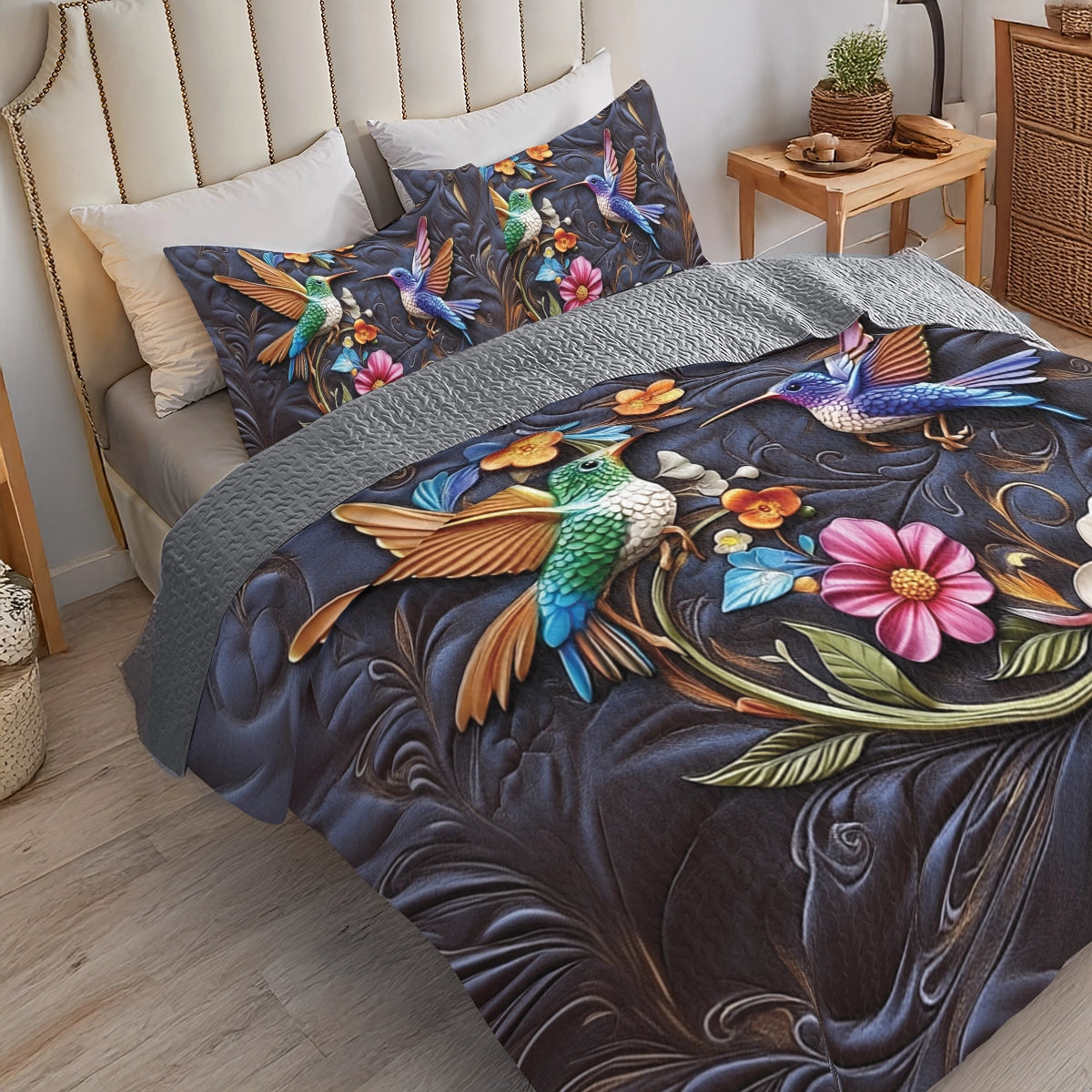 Shineful All Season Quilt 3-teiliges Set Hummingbird Dream