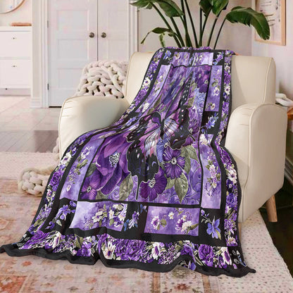 Shineful Fleece Blanket Gorgeous Purple Butterfly Flowers