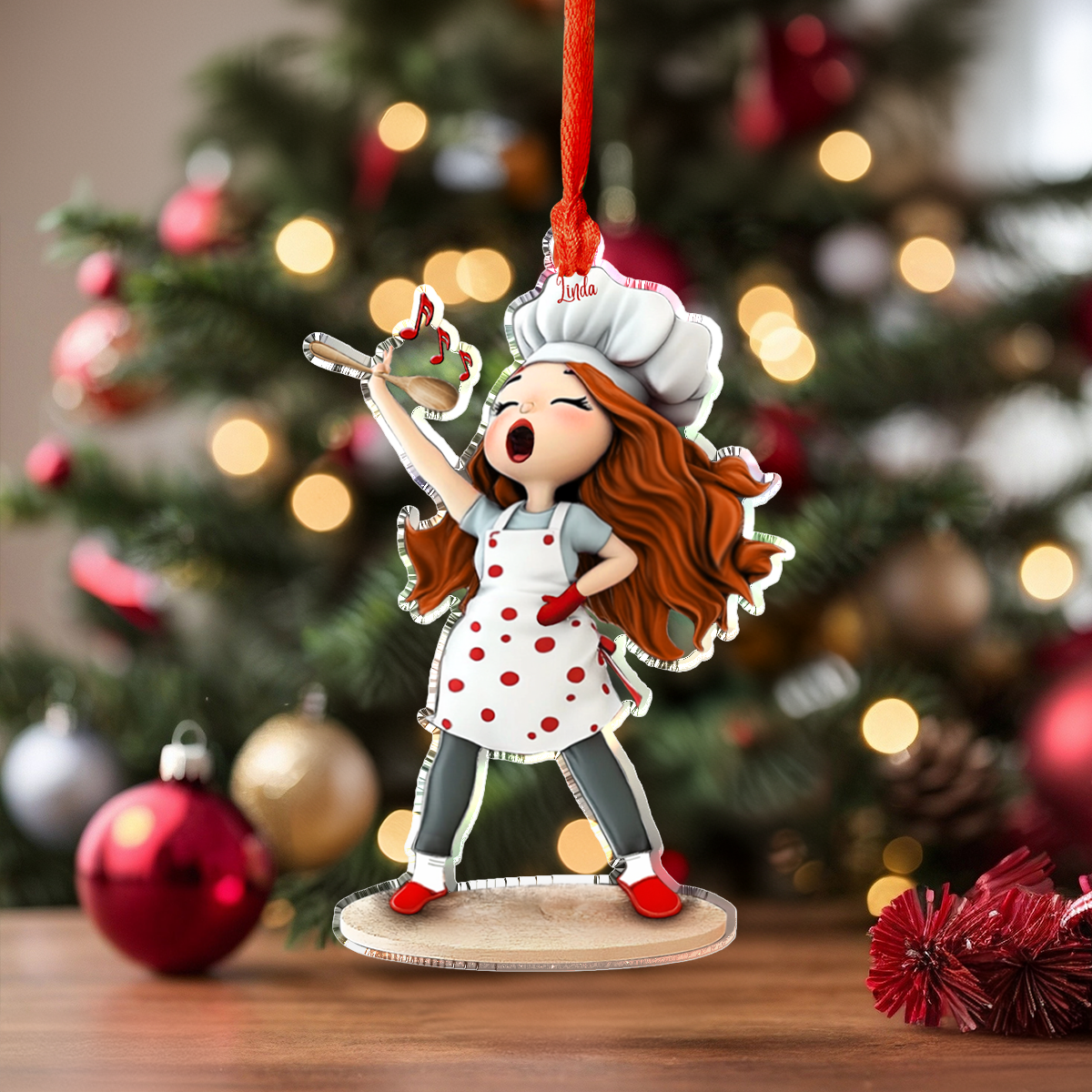 Glänzendes personalisiertes 2D-Acryl-Ornament Baking Diva