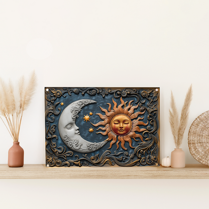 Shineful 2D Metal Sign Celestial Sun & Moon