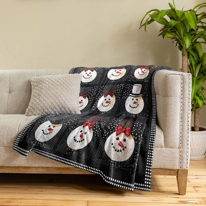 Shineful Fleece Blanket Elegant Snowman Bowtie