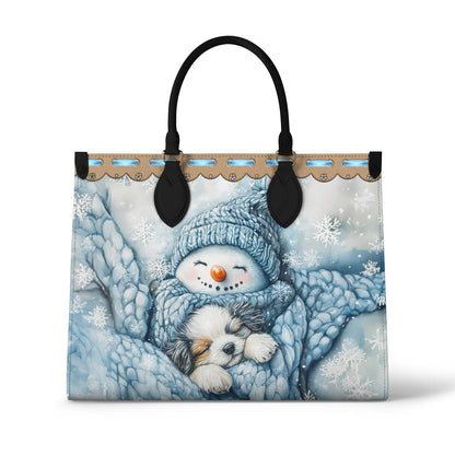 Sac en cuir brillant et douillet en forme de bonhomme de neige