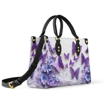 Shineful Leather Bag Personalized Purple Blossom Wings