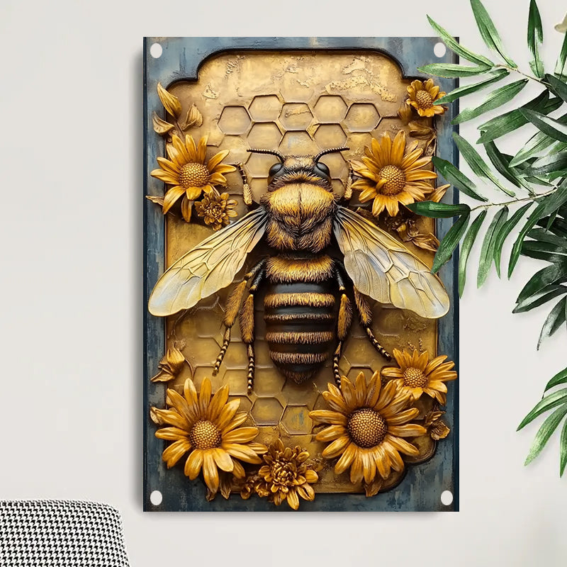 Shineful 2D Metal Sign Golden Bee