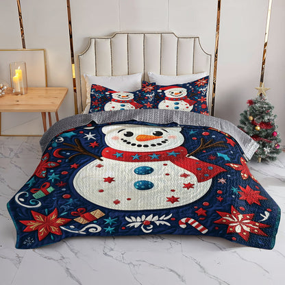 Shineful Flat Print All Season Quilt 3-Piece Set Jolly Snowman