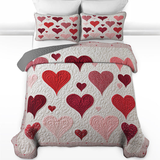 Shineful All Season Quilt 3-Piece Set - Romantic Heart