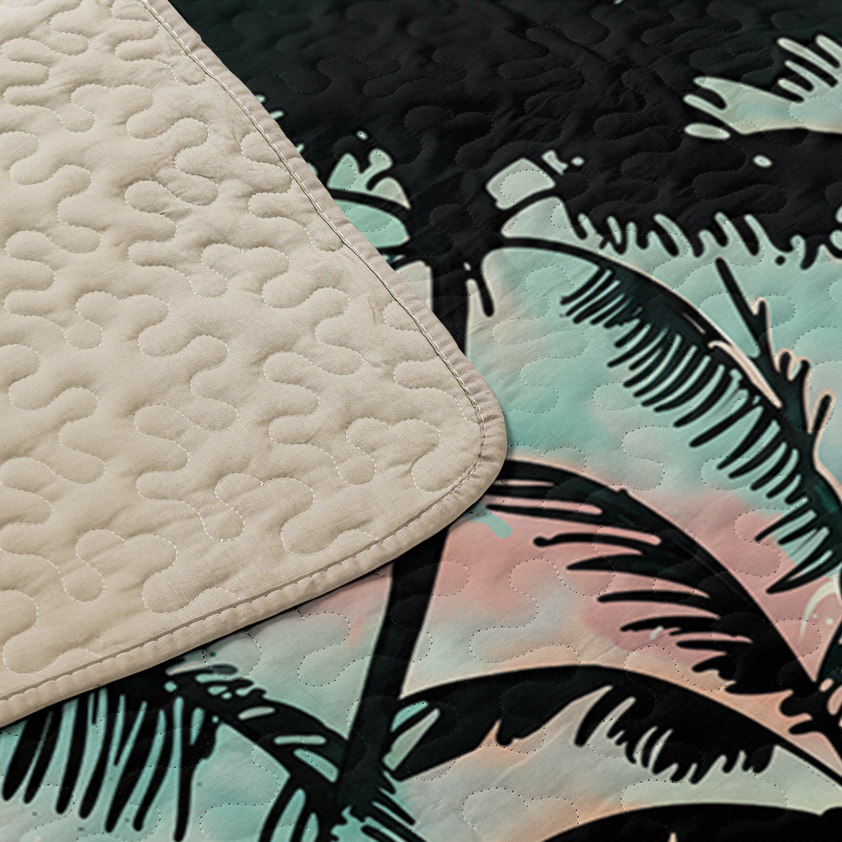 Shineful All Season Quilt 3-Piece Set Tropical Coconut Tree