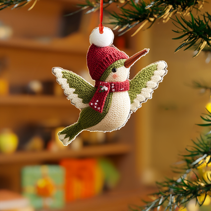 Shineful 2D Acrylic Ornament - Cute Hummingbird Knitting