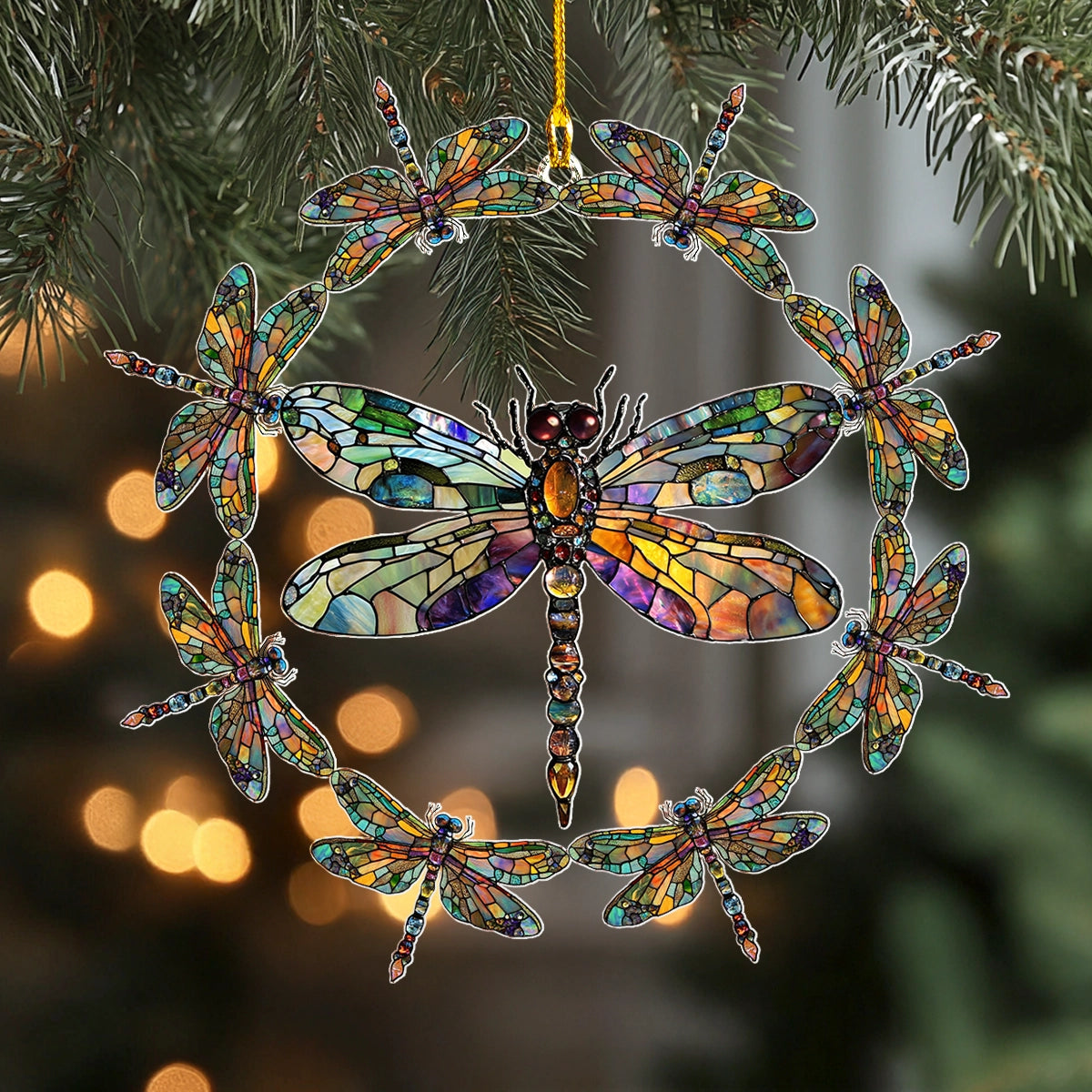 Shineful 2D Acrylic Ornament Circle of Light Dragonfly Radiance