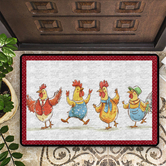 Shineful Ultra-Thin Non Skid Floor Mat, Kitchen Rugs Chicken Dancing