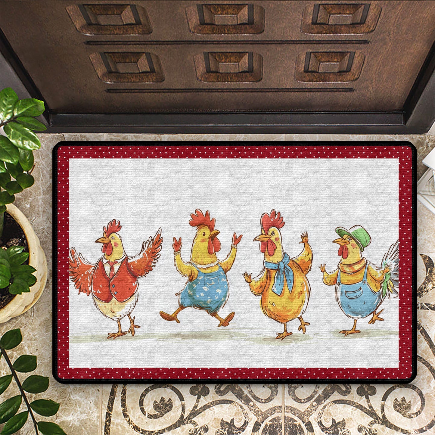 Shineful Ultra-Thin Non Skid Floor Mat, Kitchen Rugs Chicken Dancing