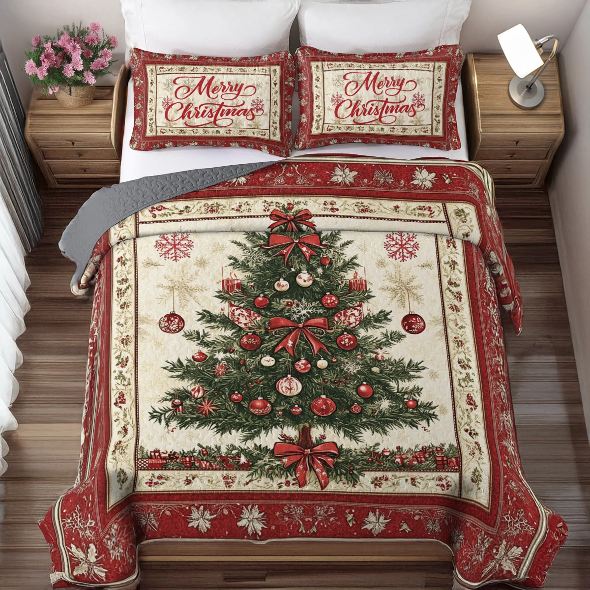 Shineful All Season Quilt 3-Piece Set Christmas Joy Comforter