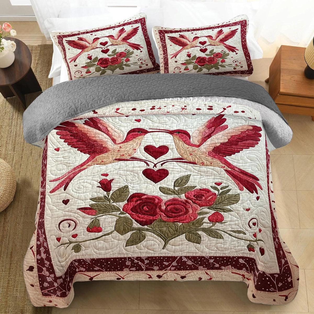 Shineful All Season Quilt 3-Piece Set Valentine Sweetheart Symphony